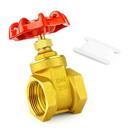 GASHER 1PCS 1 Inch Brass Industrial Gate Valve, Heavy-Duty Rotary Sluice Valve with Female x Female Threads, with Wheel Handle, for Water, Oil, Gas