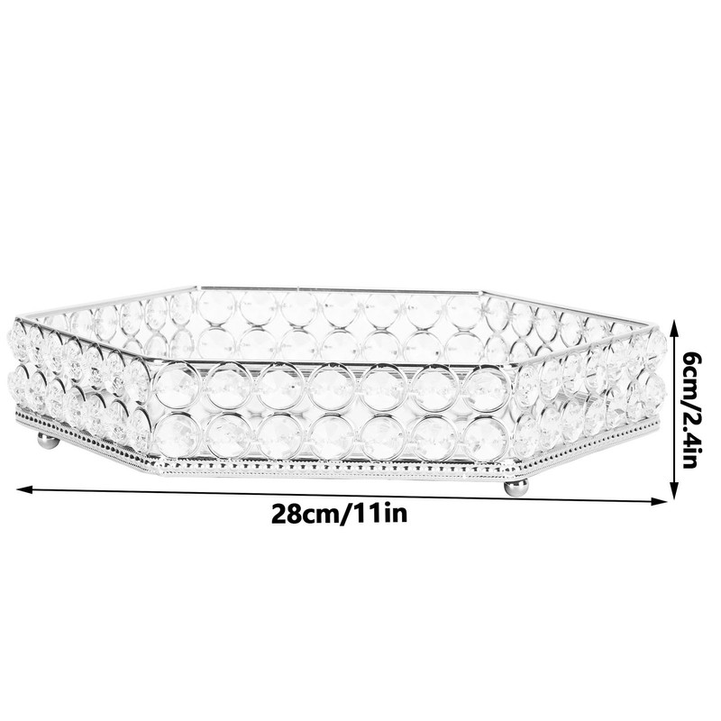 Crystal Tray Mirror Hex Shaped Multifunctional Dessert Pastry Fruit Storage