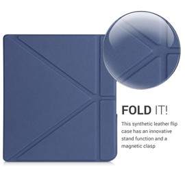 kwmobile Origami Case Compatible with Kobo Forma Case - Slim PU Leather Cover with Stand - Dark Blue