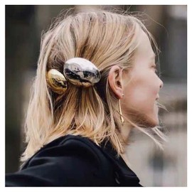 Inilbran French Teardrop Hair Barrette Vintage Oval Metal Spring Hairpins Gold Waterdrop Pin Side Clip Simple Cuff Barrettes Decorative Hair Accessories for Women Headdress