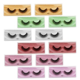 Healeved 12 Pairs Mixed Color Volume Fake Eyelashes Set Dense and Curly Makeup Lashes for Eye Reusable Eyelash Extensions for Women