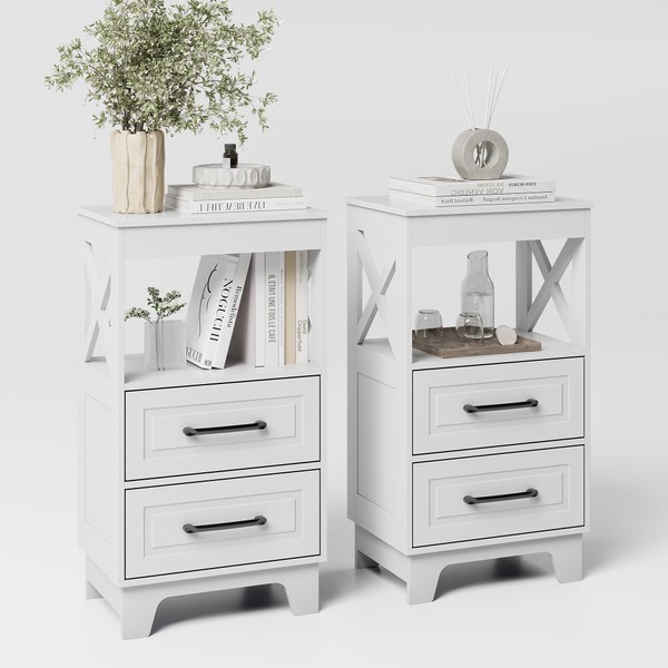 ZYKZYK Tall Nightstand Set of 2 Side Table with 2