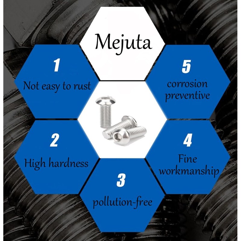 Metuja M6-1.0x16mm Button Head Socket Cap Bolts Screws（25pcs）, Stainless Steel,