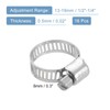 sourcing map 16 Pcs Hose Clamps, Stainless Steel 1/2"-1/4"(13-19mm) Adjustable