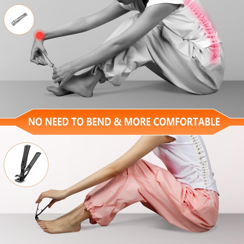 Toenail Clippers for Thick Nails for Seniors, Angled Head Ergonomic