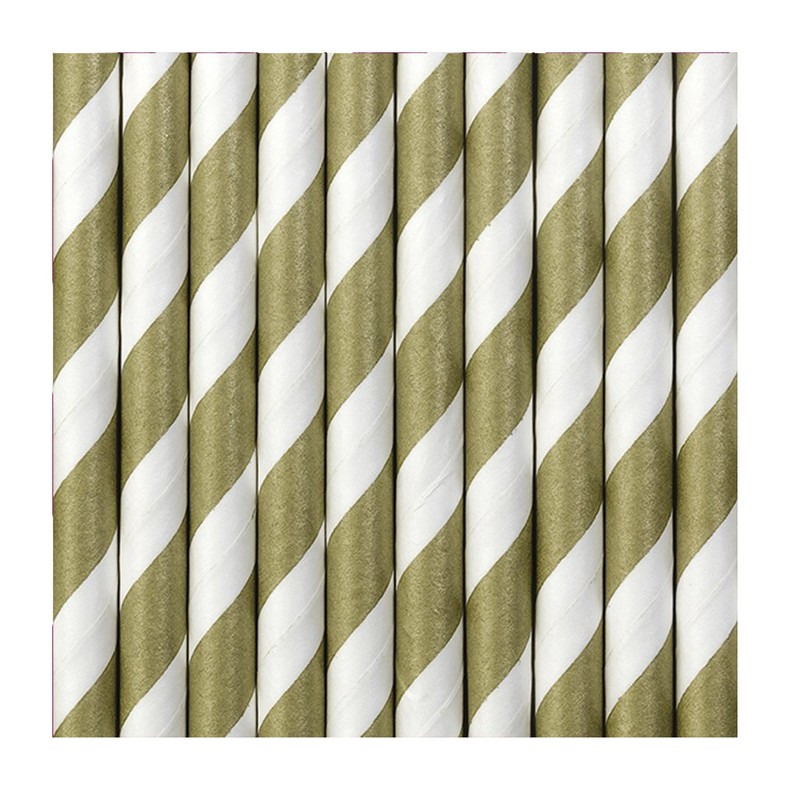 Straws, gold/white, approx. 19.5 cm, pack of 10
