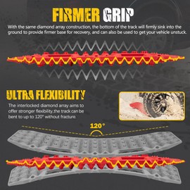 BUNKER INDUST Off-Road Traction Boards, Pair Recovery Tracks Traction Mat for Jeep Mud, Sand, Snow Traction Pads-Red Emergency Tire Traction Device (Gen 10th)