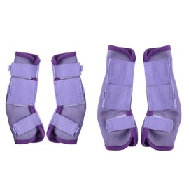 LEAFOREST Horse Fly Boots Set of 4 - Non Slip Leg Protection for Donkey Mini Pony Draft, Breathable Mesh Fly Boots for Pasture & Barn Use Violet Cob