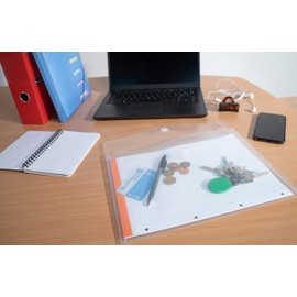 Exacompta 56421E Pack of 5 Plastic Envelopes DIN A5 for Envelopes with Velcro Fastening and Flap Made of Soft Plastic Transparent