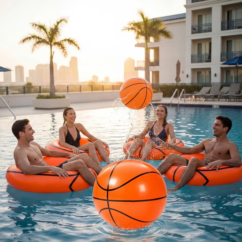 4 Pcs Baseball Inflatable Pool Floats Basketball, Tubes Balls