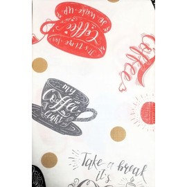 Better Home 60" Round PEVA Tablecloth Flannel Backed Kitchen Decorator, Coffee ~ Grey Red