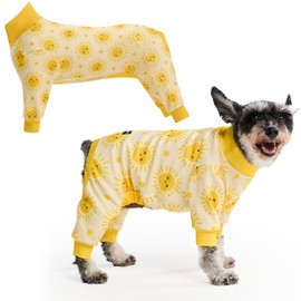 Spark Paws Dog Pajama, Dog Recovery Suit Male, Onesie, Ultra-Soft and 4-Way Stretch, for Small Medium and Large Breeds - Sunshine - S