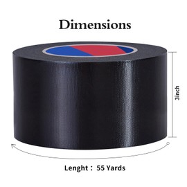 Duccinp Black Duct Tape 3 Inch x 55 Yards x 10 Mil Thickness Heavy Duty, No Residue, Tear by Hand & Waterproof Duct Tape,Great for Packaging, Home Use, DIY, Projects and Repairs