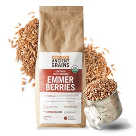 Grand Teton Grand Teton - Ancient Grains Emmer Wheat Berries, 100% Organic Berries, Premium Food-Grade Emmer Wheat Berries Organic, Farro for Milling, Sprouting, Baking, Salads, & Soups, 5 lbs