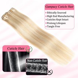 Clip in Hair Extensions Real Human Hair, Seamless Clip ins Real Human Hair for Women, Remy Human Hair Clip in Extensions, Double Weft 8pcs 20 inch Dark Blonde Highlighted Bleach Blonde