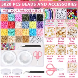 iDattel 4900Pcs Polymer Clay Beads,Jewelry DIY Kit Clay Spacer Heishi Beads Bracelet Making Bead Set for Jewellery Making,Bracelets Necklace Earring DIY Craft Kit for Kids Adults