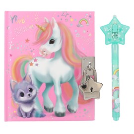 Depesche 12709 Ylvi Pink Unicorn Diary with Star Closure, Beautifully Illustrated Page Book and Secret Pencil, Multicoloured, One Size