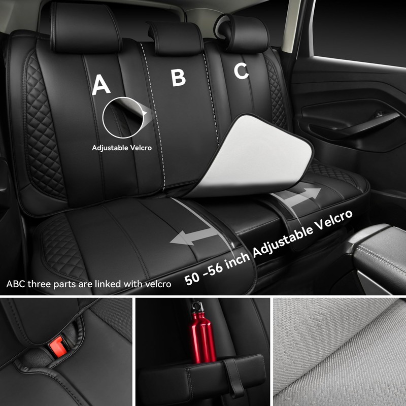 CAR PASS Waterproof Leather Back Seat Covers, Nappa PU Leather