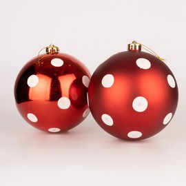 60mm/6pcs Christmas Baubles Shatterproof Red White Polka Dot Christmas Tree Ornaments Ball Ornaments Baubles Christmas Decorations Holiday Decoration Shiny Matte Glitter