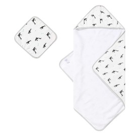 Baby Hooded Towel & Washcloth Set for Babies and Toddlers, Orca, Soft & Absorbent - 70% Viscose derived from, 30% Cotton - Imported