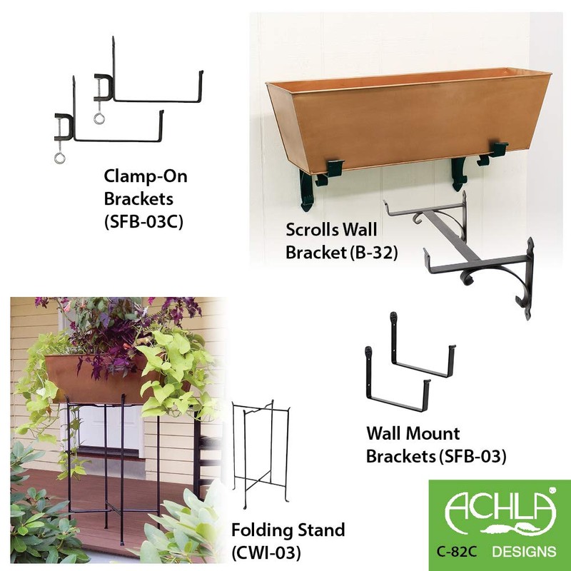 Achla Designs C-82C Plain Copper Flowerbox, Large Copper Window Flowerbox