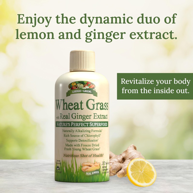 Garden Greens Wheat Grass Liquid with Real Ginger Extract, Nature's