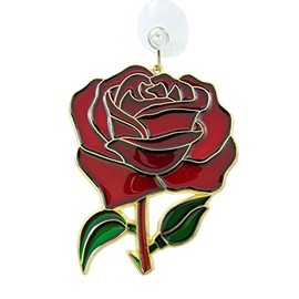 Red Rose Suncatcher Window Decoration with Suction Cup and Hook Gift