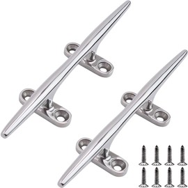 Laorde Boat Cleat 4 inch 5 inch 6 inch 8 inch 10 inch Open Base 316 Stainless Steel Dock Cleat Marine Grade Rope Cleat with Fasteners for Kayaks, Nautical Decor (Silver 5 inch 2 Pack)