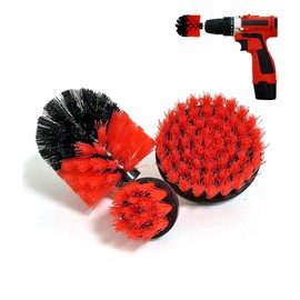 Drill Brushes 3 Pcs Electric Washing Drill Brushes for Cleaning, for Clean Household and Company Floors, Bricks, Toilets, Bathtubs, Wash Basins, Cars, Etc. (Red)