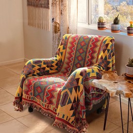 JIABOLANG Boho Throw Blankets Reversible Woven Blankets Cover Hippie for Couch Bed Recliner Sofa Bohemian Tapestry Colorful Furniture Protector Cover for Home Décor, Astrology, Double Side, 70"x90"