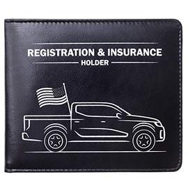 CANOPUS Car Registration and Insurance Holder with Magnetic Closure, Car Document Holder, Vehicle Glove Box Organizer, Wallet for Auto, Motorcycle, Truck, 1 Holder with 2 Sets of EZ Pass Strips, Truck