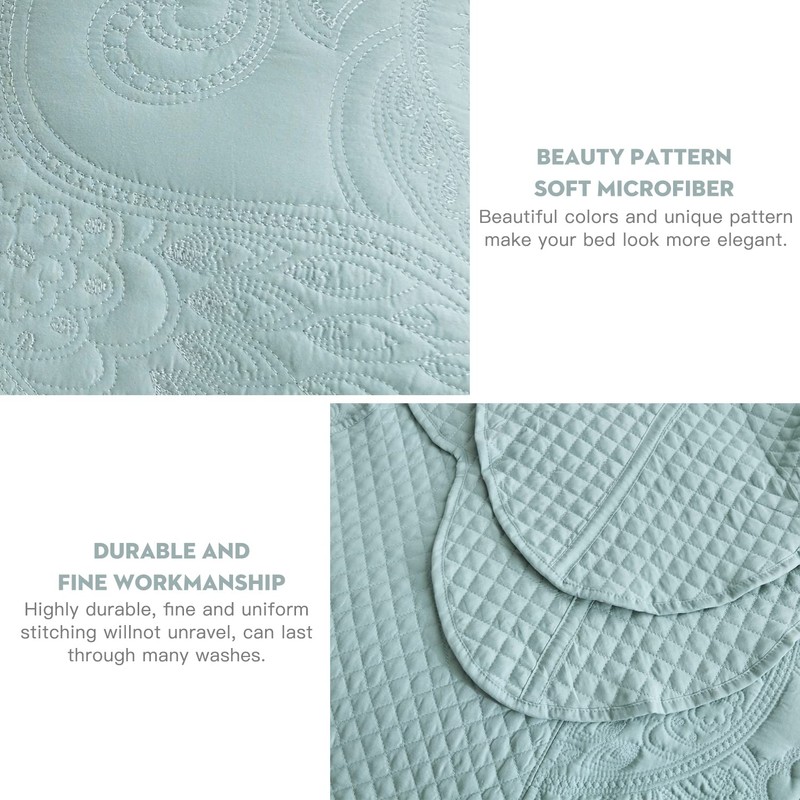 Blythease Oversized King Bedspread 128x120 Extra Wide, Paisley Pattern Design,