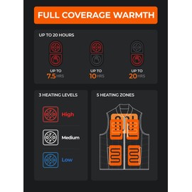 ORORO Men's Dual Control Heated Vest with 5 Heat Zones, Heated Bomber Vest Quilted Heating Vest with Battery (Blue, XL)