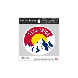 Die Cut Sticker Telluride, Colorado, C and Mountains, Contour Vinyl Sticker 1 to 3 inches (Waterproof Decal for Cars, Water Bottles, Laptops, Coolers), Small