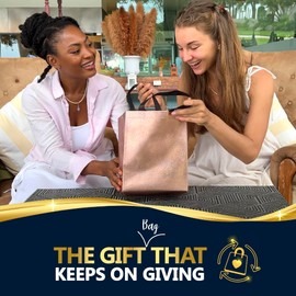 Nush Nush Set of 30 Rose Gold Gift Bags in Bulk - Rose Gold Reusable Gift Bags Medium Size - Goodie Bags, Birthday Gift Bags With Handles, Party Favor Bags, Goody Bags, Return Gift Bags - 8Wx4Dx10H