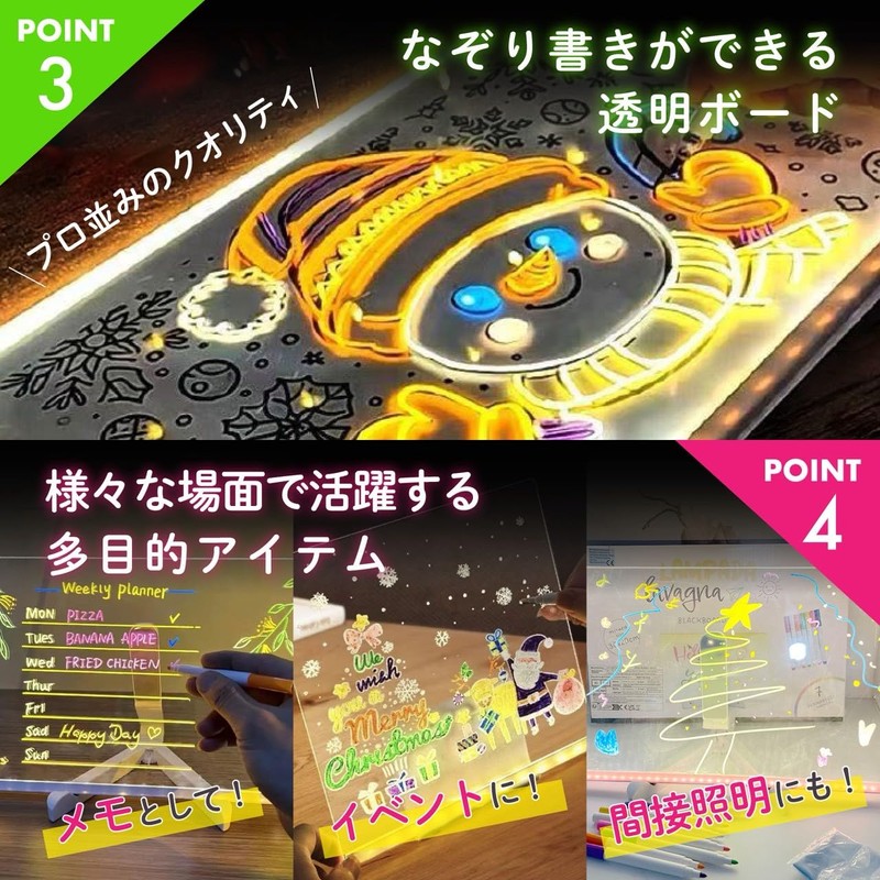 Newsones LED Drawing Board, Luminous, Acrylic Message Board, 7 Color