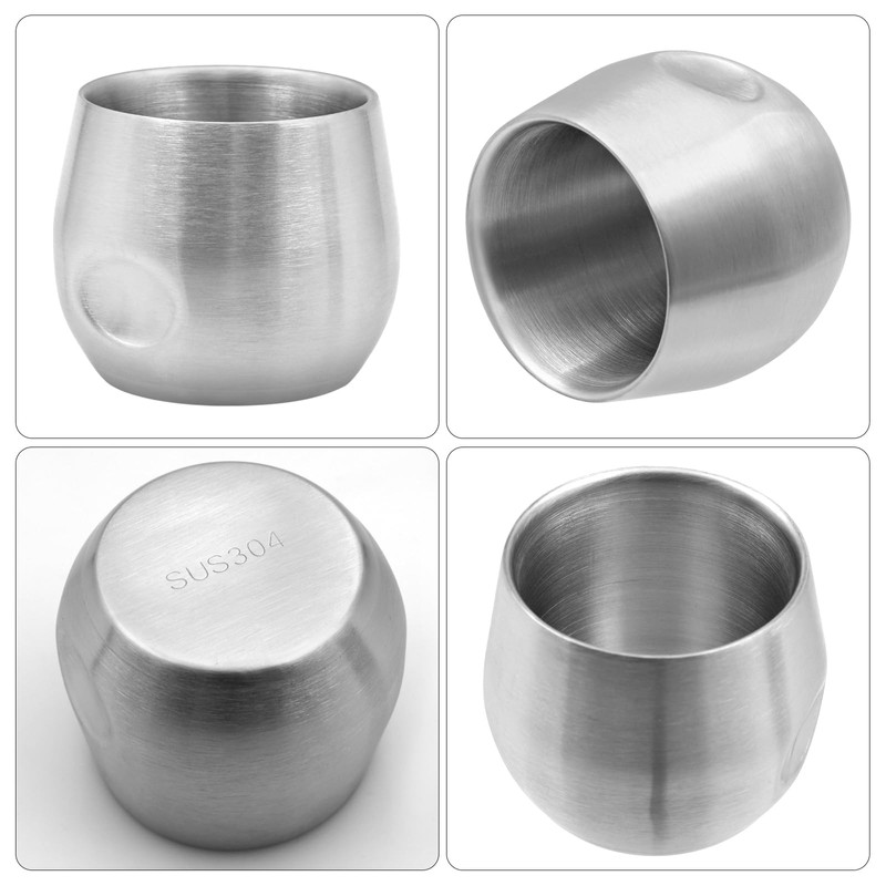 BSDLZCH 2 Pcs Stainless Steel Espresso Cups, 200ml, Silver