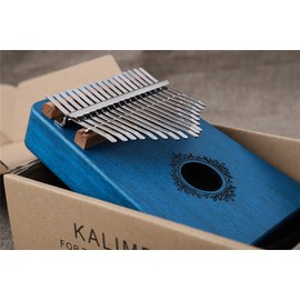 17 Keys Kalimba Thumb Piano, Premium, Lightweight & Durable solid wood, Kids Adult Beginners Professional (Blue),All Inclusive - Tuning Hammer, Bag & More