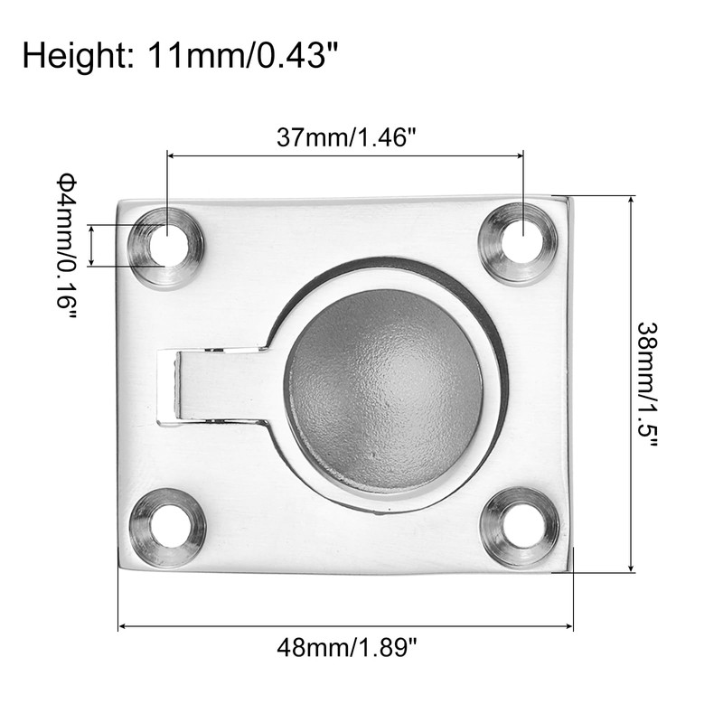 sourcing map Flush Ring Pull Handle, 2Pcs 48 x 38