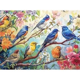 Cross & Glory - Birdsong in Bloom - 1000 Piece Jigsaw Puzzle for Adults | Audubon Birds | Perfect for Nature Lovers