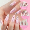 Almond Press on Nails Medium Fake Nails with Rose 3D
