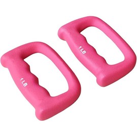 Set of 2 Hand Shaped Neoprene Exercise Workout Jogging Walking Cardio Dumbbells Pair - Color: 1-LB Pink