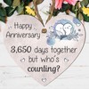 Happy Anniversary Wooden Heart Plaque – "3,650 Days Together But