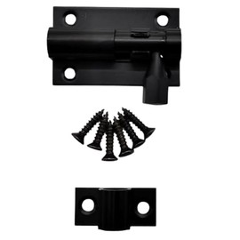 Door Bolts Black Barrel Side Lock 50mm Straight Door Latch with Screws Tower Bolt Locks for Bedroom Bathroom Toilet Shed Gate Cupboards and Cabinets Pack of 1.