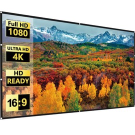 JOWLURK Projector Screen, 100 inch Outdoor Projection Screen, 16:9 Portable Movie Screen for Theater Backyard Cinema