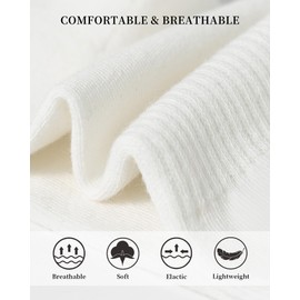 Sunm Boutique Mini Crew Socks for Women, 3 Pairs White Soft Cotton Calf Socks Above Ankle Leisure Athletic Breathable Size 5-11