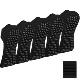 Oumida 3 Pairs of Yoga Socks, Non-Slip Socks for Women, Non-Slip Stopper Socks for Pilates, Barre, Ballet, Dance, Trampoline, Hospital, Rehab, Home, Sox EU 36-41, 5 Pairs - Black