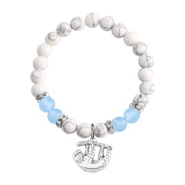 MYOSPARK Sloth Gift Sloth Charm Bracelet Sloth Lover Gift Inspirational Sloth Gifts Sloth Pendants Jewelry for Women (Sloth bead BR)