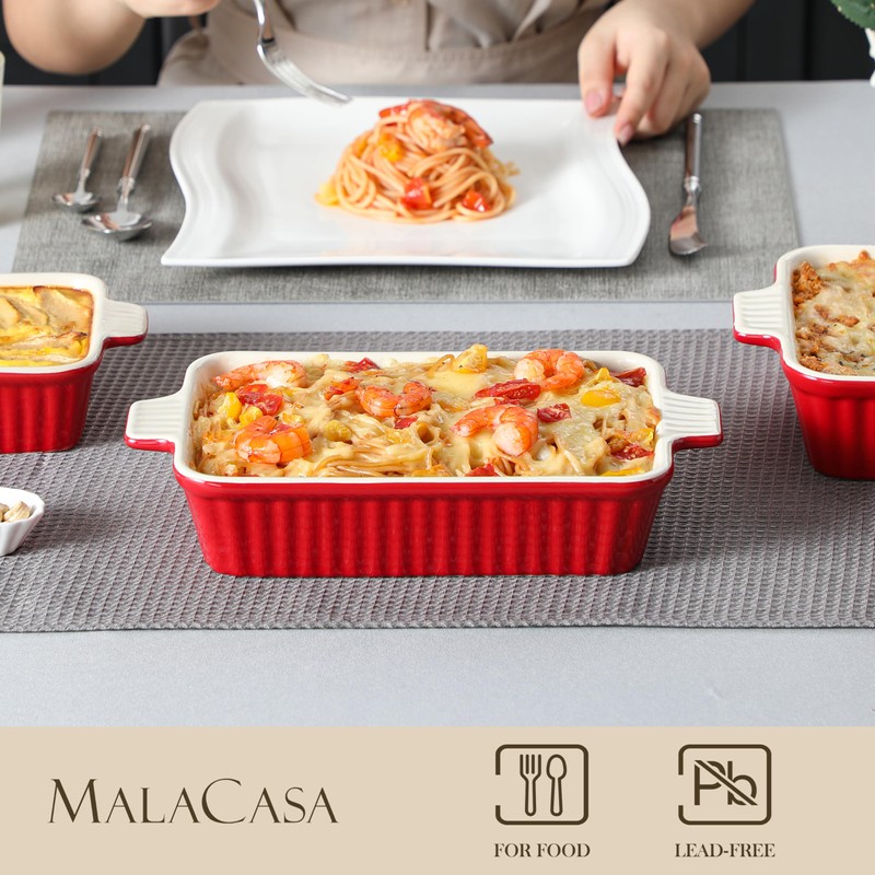 Bakeware Set of 4, MALACASA Porcelain Baking Pans Set for
