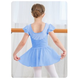 Ballet Leotard for Girls Ballet Outfits Dance Leotards Cotton Ballet Tutu Dresses Toddler Dance Outfit Bodysuit Blue 3-4T